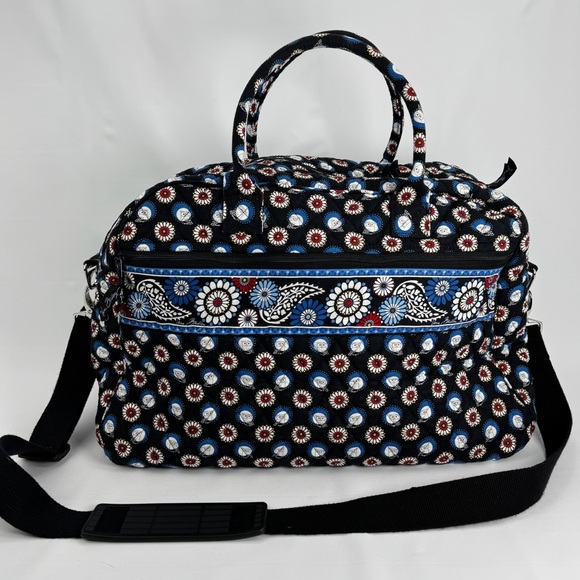 Vera Bradley Handbags - Vera Bradley Blue Night Owl Overnight Duffel Bag Xtra LG 20" x 12" Luggage Tote